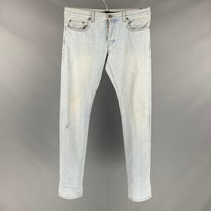 SAINT LAURENT Size 33 Light Blue Cotton Elastane Button Fly Jeans